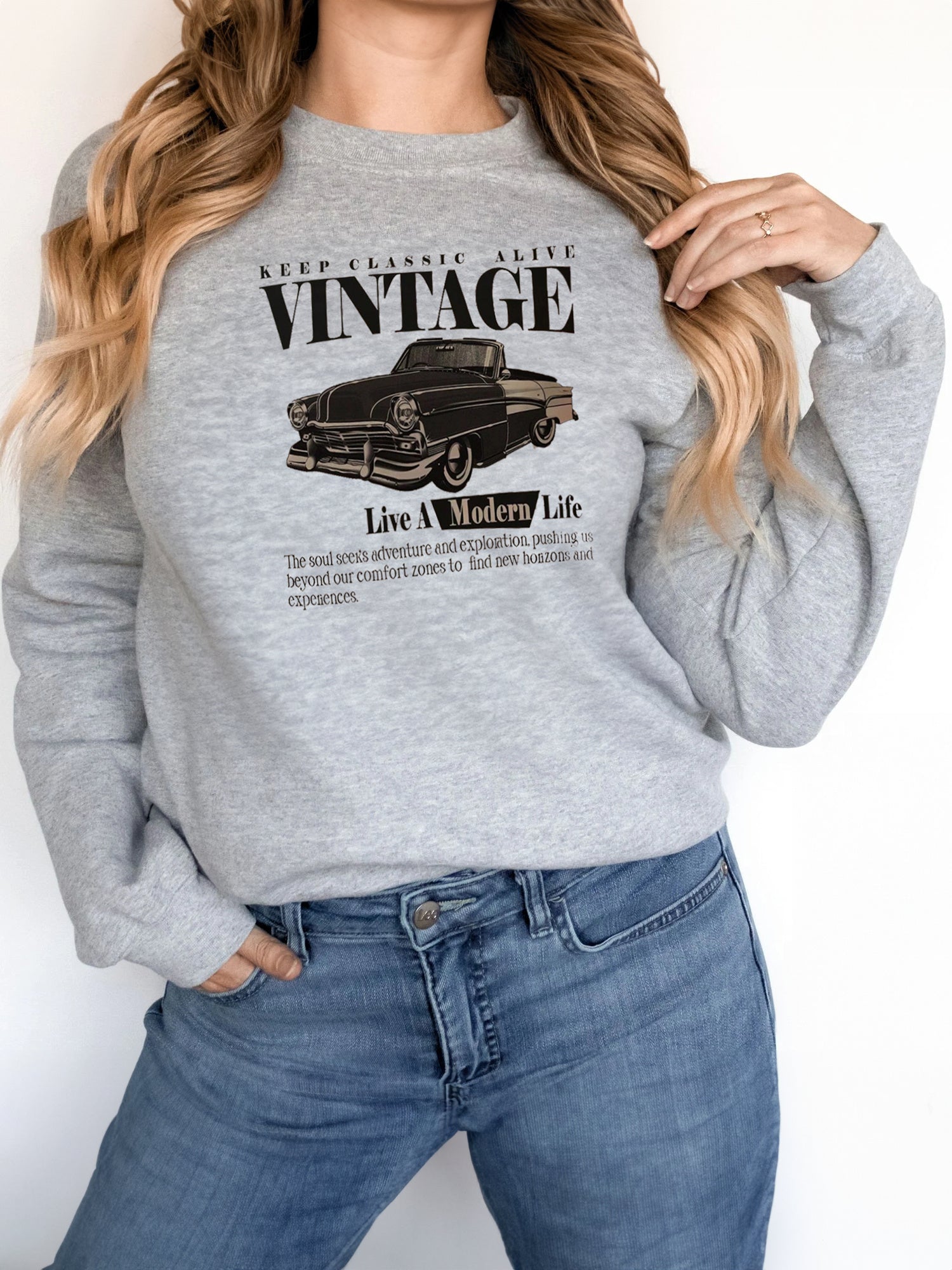 Women's Solid Color Printed Long Sleeved Sweatshirt